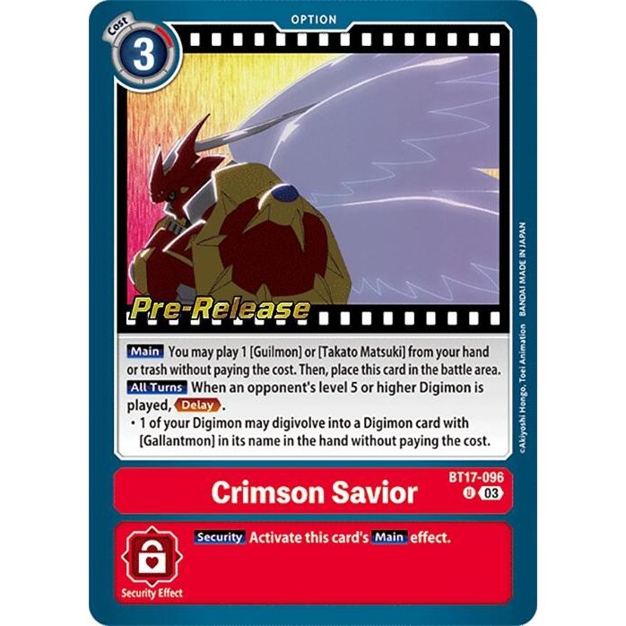 Image for Crimson Savior (BT17-096 U) (BT17_PR) - Digimon Card Game