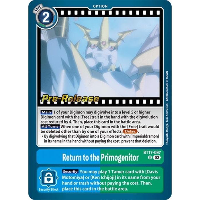 Image for Return to the Primogenitor (BT17-097 U) (BT17_PR) - Digimon Card Game