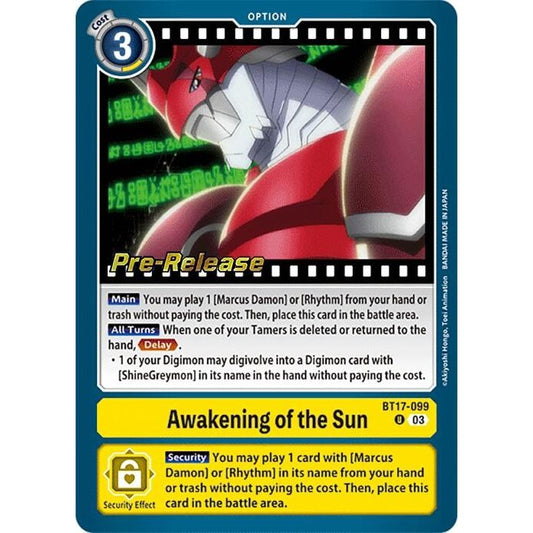 Image for Awakening of the Sun (BT17-099 U) (BT17_PR) - Digimon Card Game