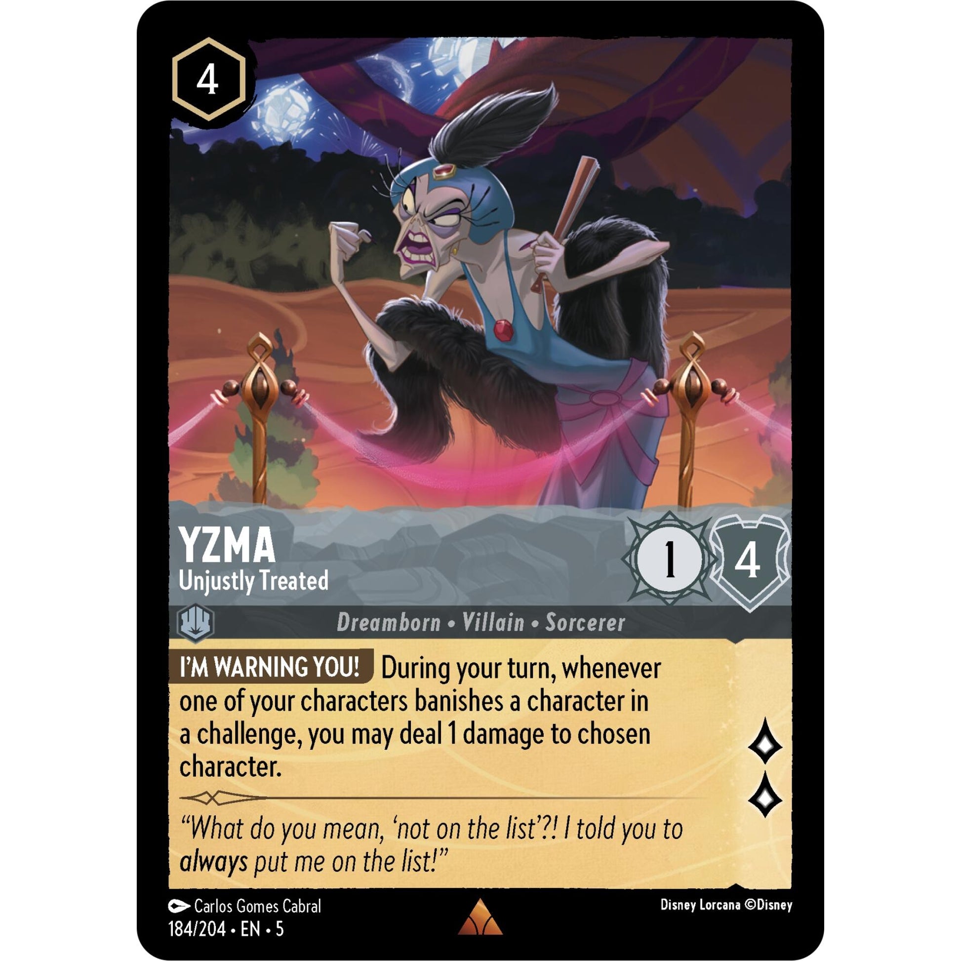 Image for Yzma - Unjustly Treated (184/204) (5) - Disney Lorcana