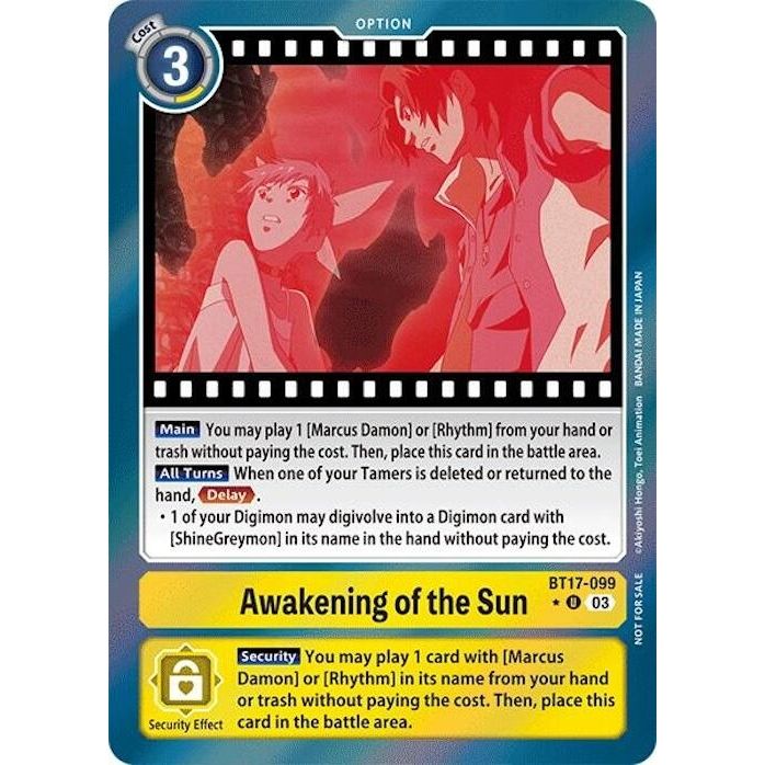 Image for Awakening of the Sun (Secret Crisis: Movie Memorial Pack) (BT17-099 U) (BT17) - Digimon Card Game