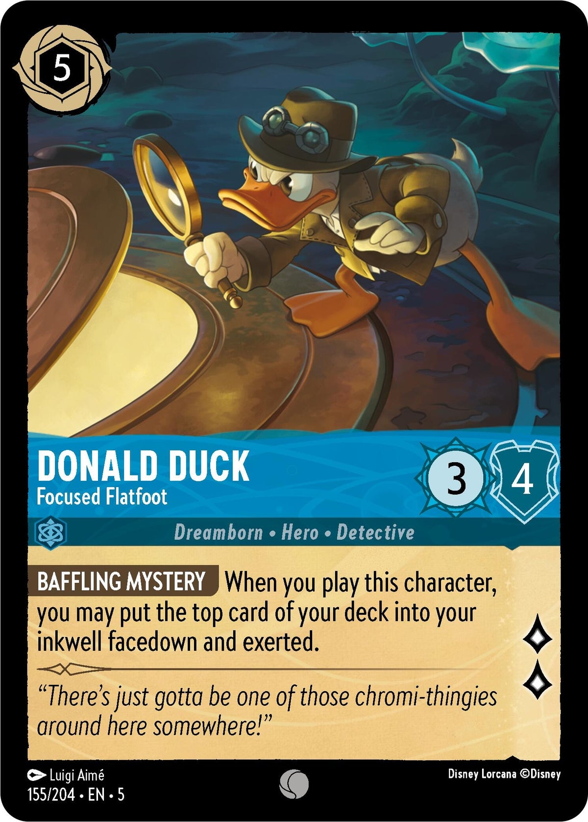 Image for Donald Duck - Focused Flatfoot (155/204) (5) - Disney Lorcana