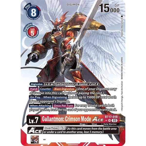 Image for Gallantmon: Crimson Mode ACE (Alternate Art) (BT17-018 SR) (BT17) - Digimon Card Game