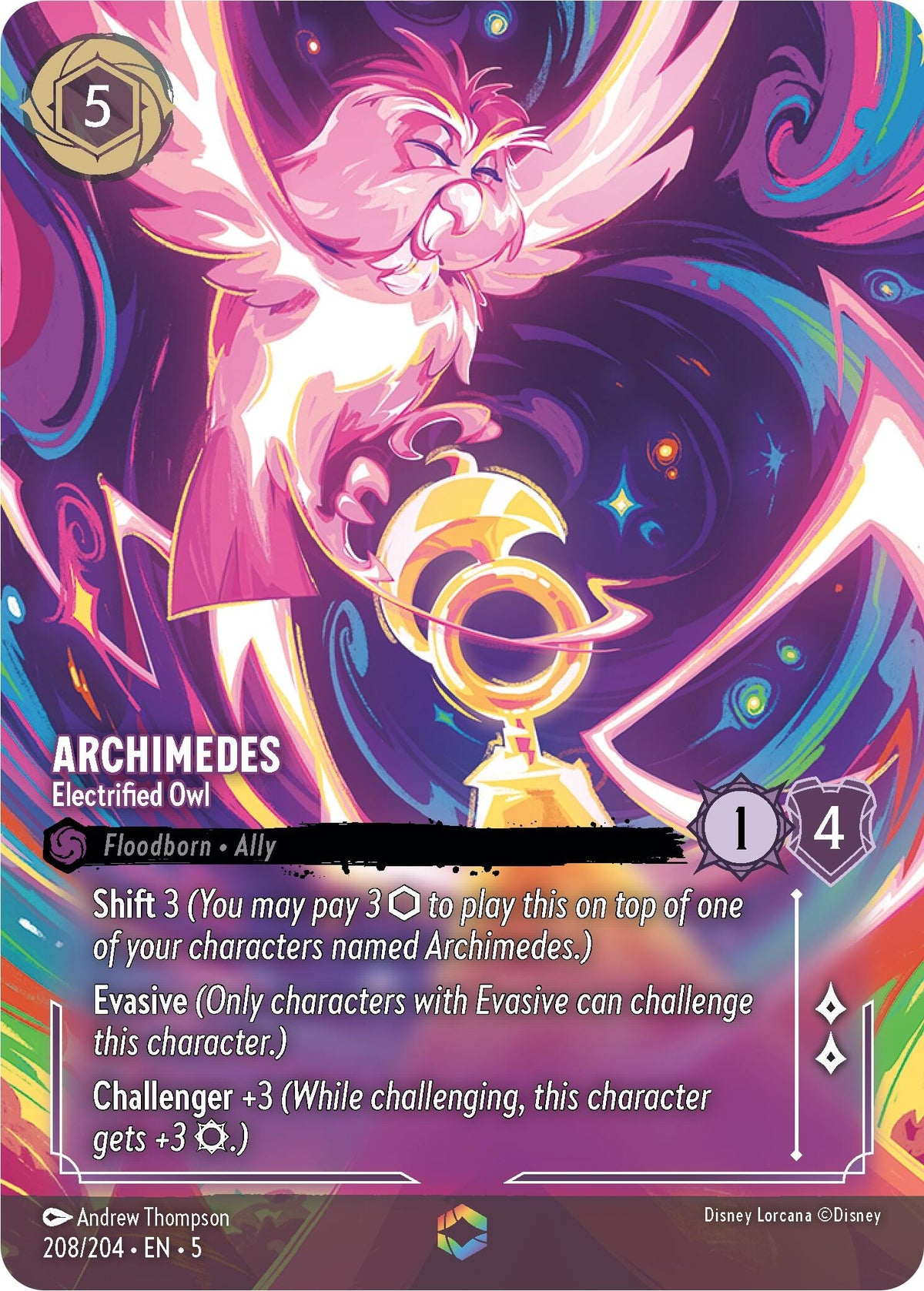 Image for Archimedes - Electrified Owl (Enchanted) (208/204) (5) - Disney Lorcana