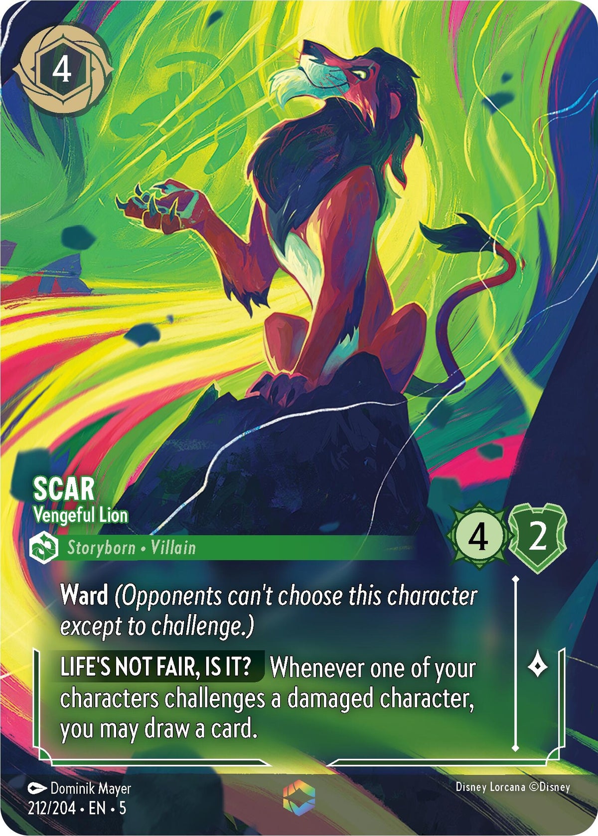Image for Scar - Vengeful Lion (Enchanted) (212/204) (5) - Disney Lorcana