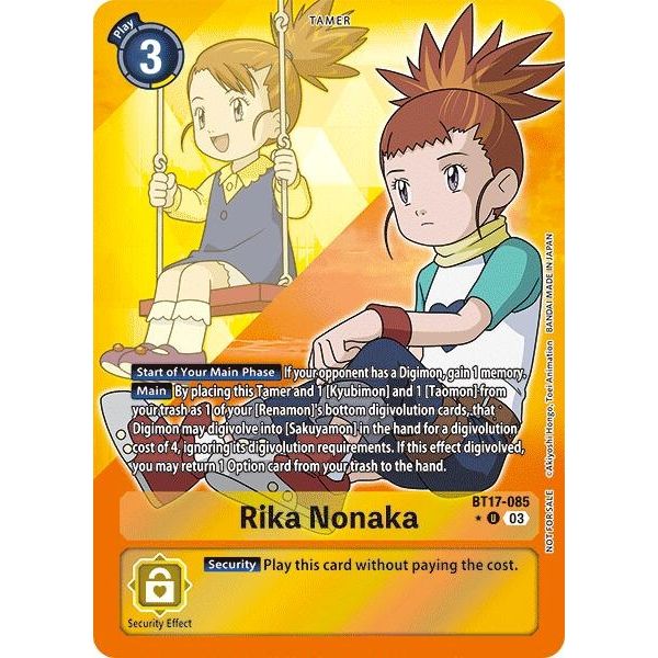 Image for Rika Nonaka (Box Promotion Pack: Secret Crisis) (BT17-085 U) (BT17) - Digimon Card Game