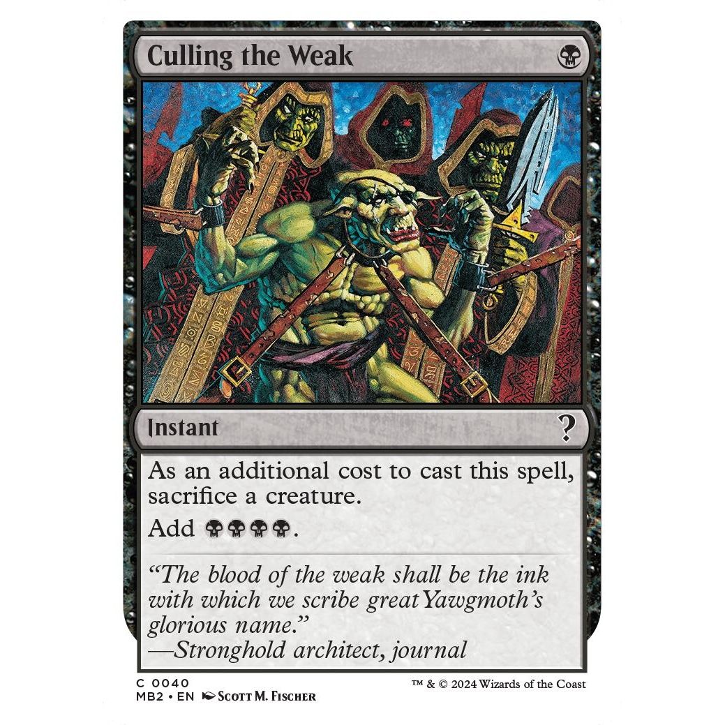 Image for Culling the Weak (White Border) (40) (MB2) - Magic: The Gathering
