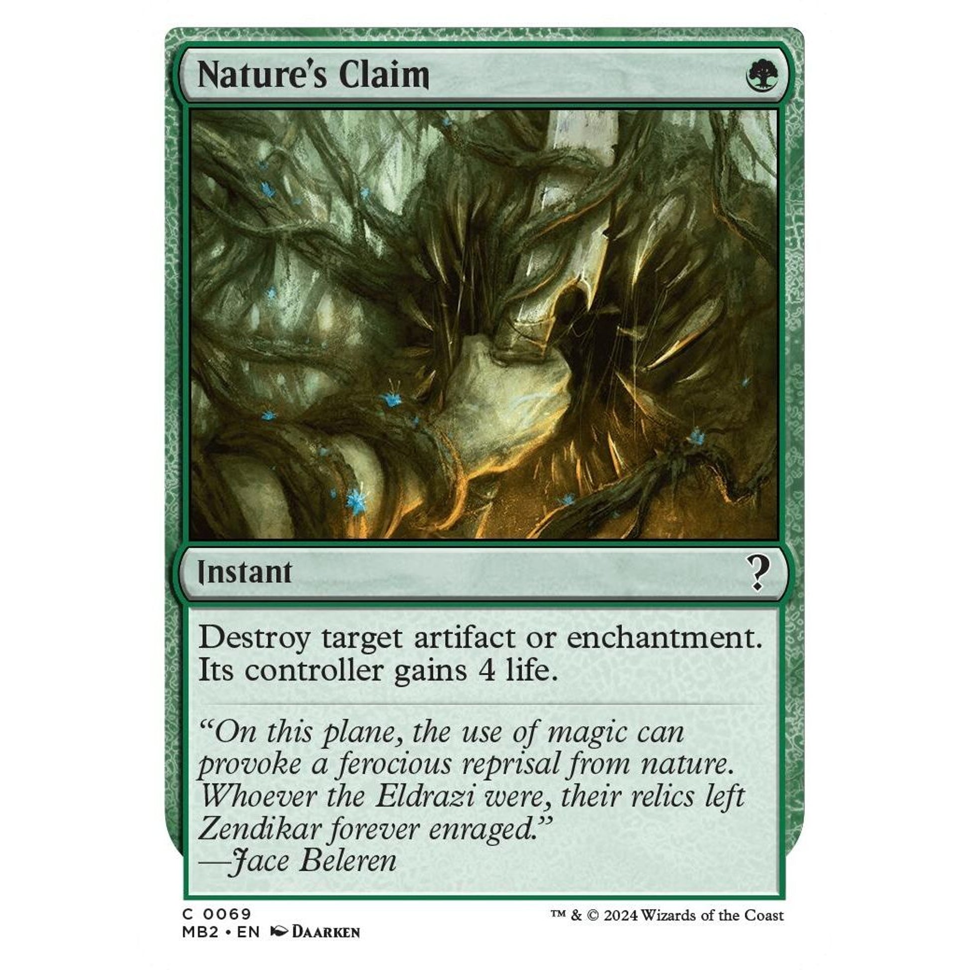 Image for Nature's Claim (White Border) (69) (MB2) - Magic: The Gathering