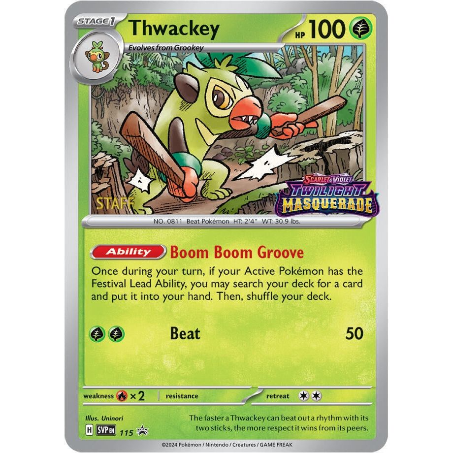 Image for Thwackey - 115 (Prerelease) [Staff] (115) (SVP) - Pokemon