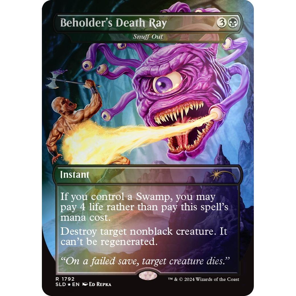 Image for Beholder's Death Ray - Snuff Out (Rainbow Foil) (1792) (SLD) - Magic: The Gathering