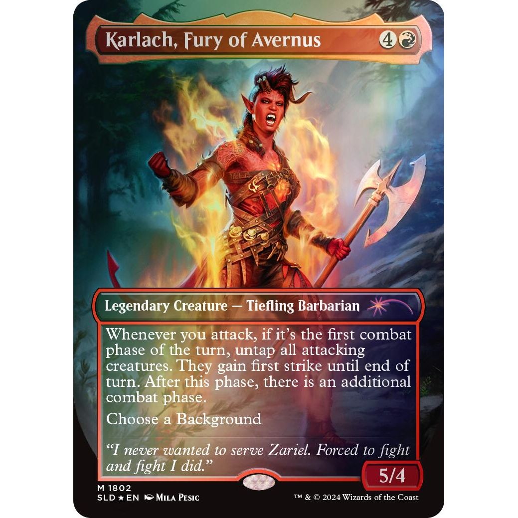 Image for Karlach, Fury of Avernus (Rainbow Foil) (1802) (SLD) - Magic: The Gathering