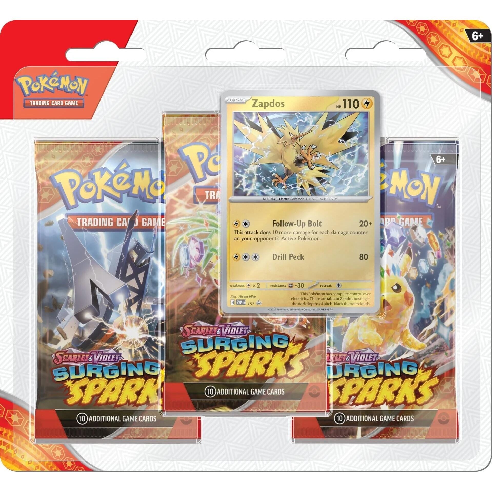 Image for Surging Sparks 3 Pack Blisters [Zapdos] - Pokemon