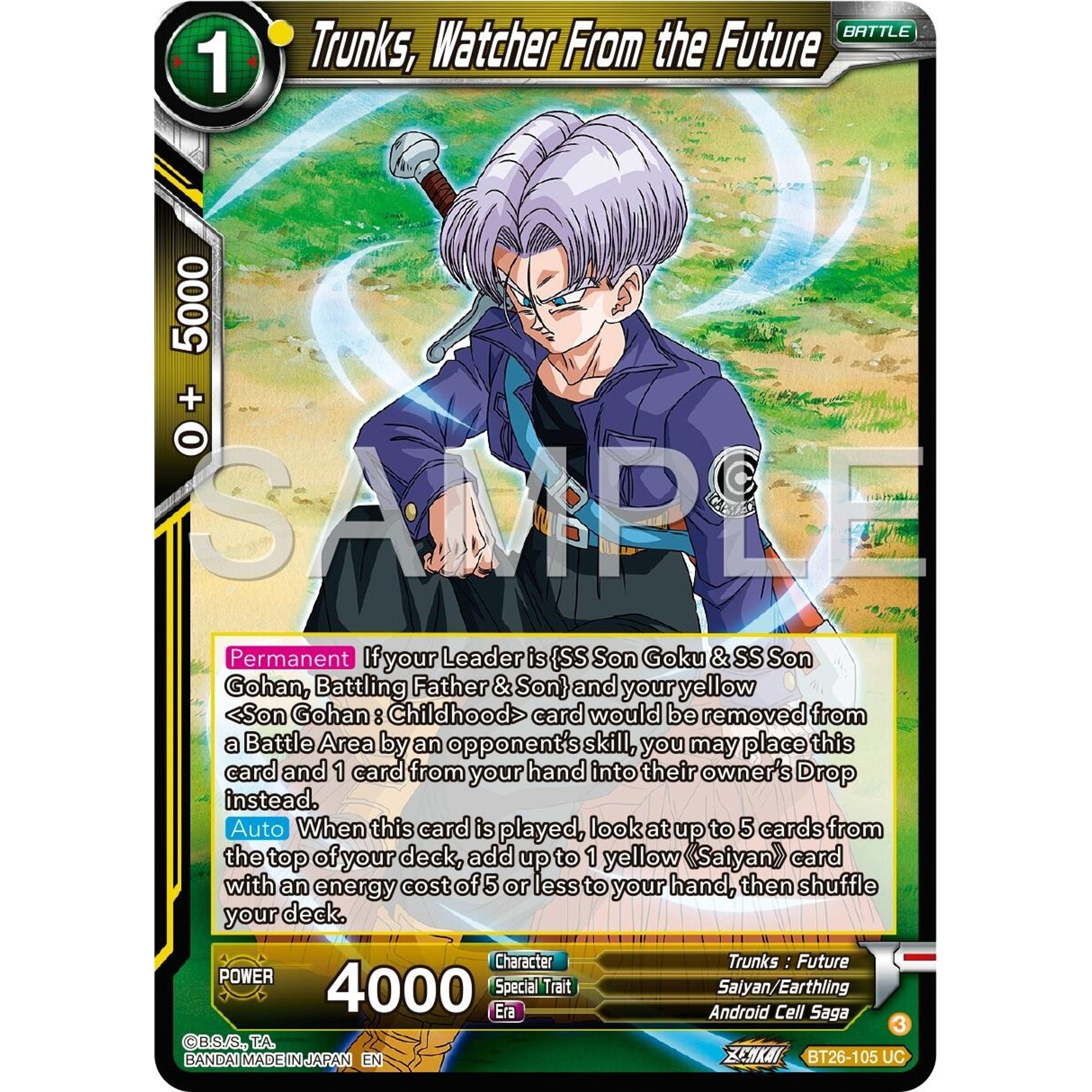 Image for Trunks, Watcher From the Future (BT26-105) (BT26) - Dragon Ball Super: Masters