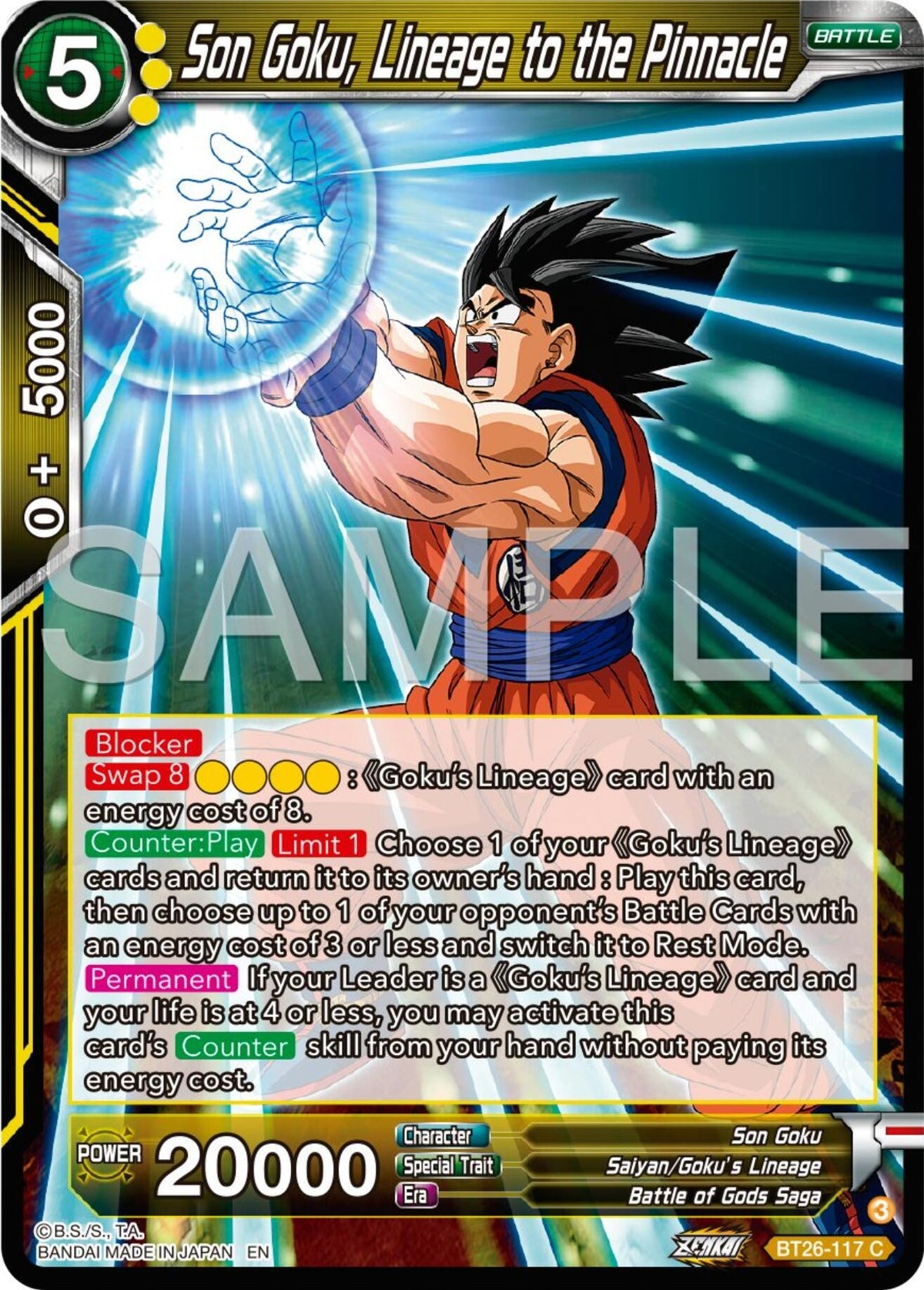 Image for Son Goku, Lineage to the Pinnacle (BT26-117) (BT26) - Dragon Ball Super: Masters