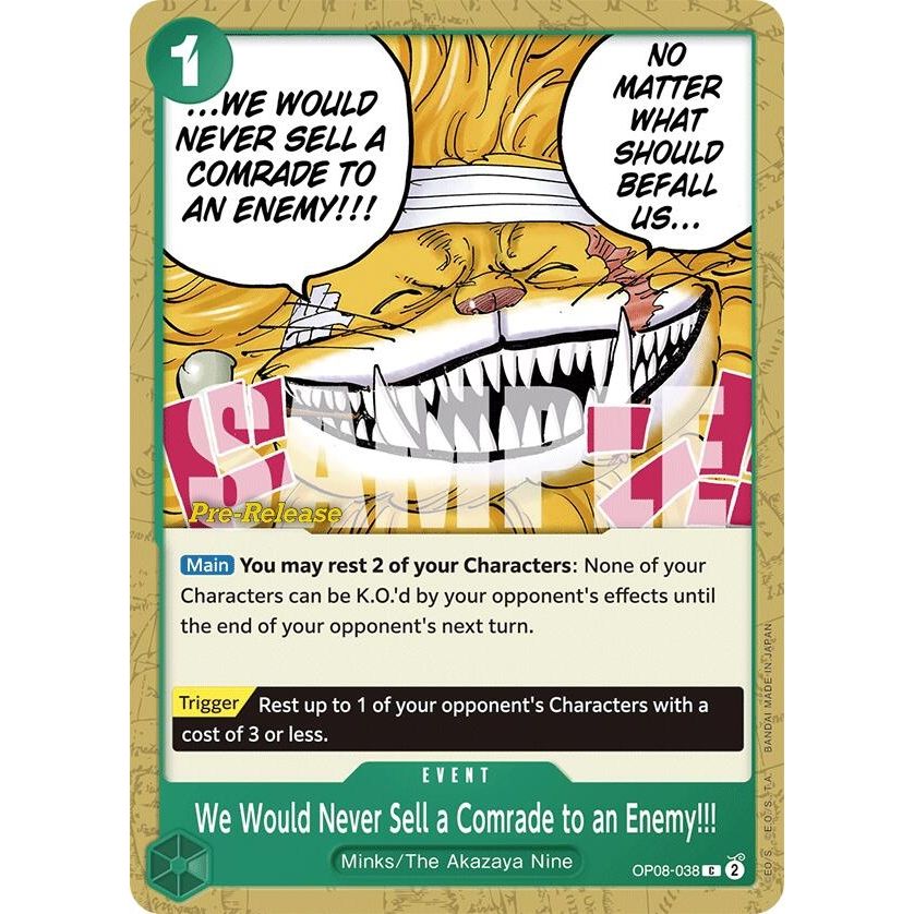 Image for We Would Never Sell a Comrade to an Enemy!!! (OP08-038) (OP08 PRE) - One Piece Card Game