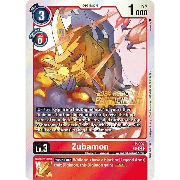 Image for Zubamon - P-097 (2024 Regionals Participant) (P-097 P) (D-PR) - Digimon Card Game