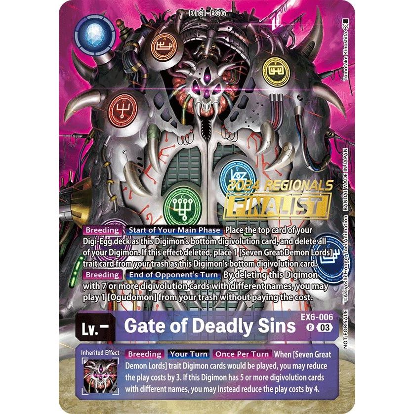 Image for Gate of Deadly Sins (2024 Regionals Finalist) (EX6-006 R) (EX06) - Digimon Card Game