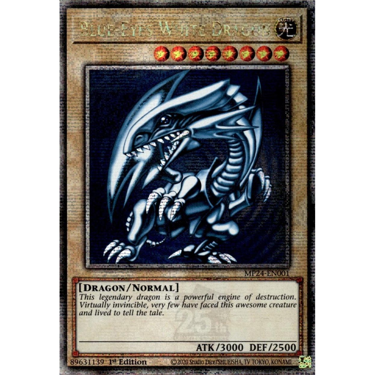 Image for Blue-Eyes White Dragon (Quarter Century Secret Rare) (MP24-EN001) - YuGiOh