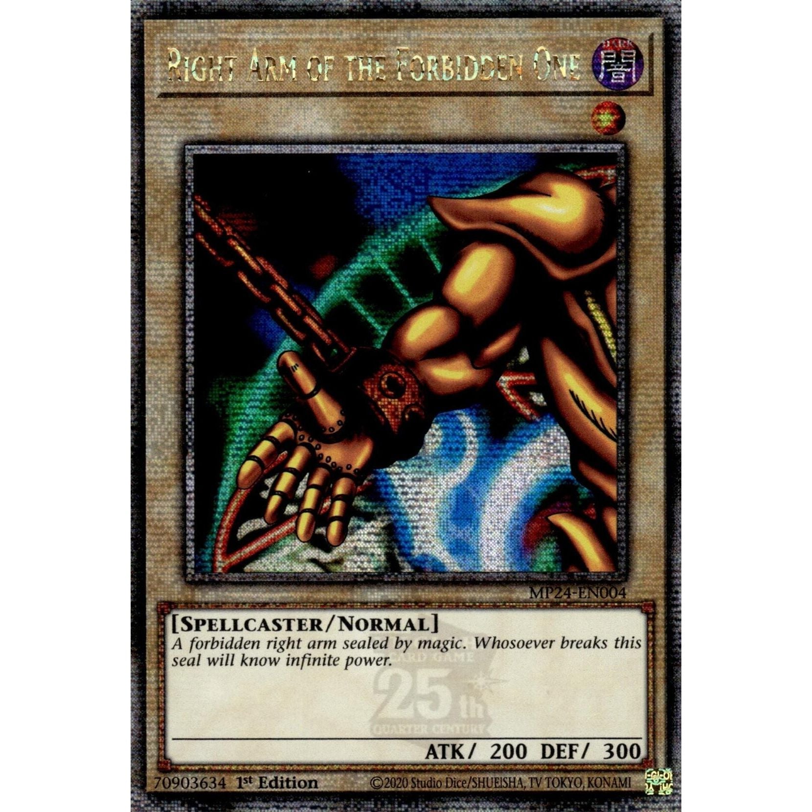 Image for Right Arm of the Forbidden One (Quarter Century Secret Rare) (MP24-EN004) - YuGiOh