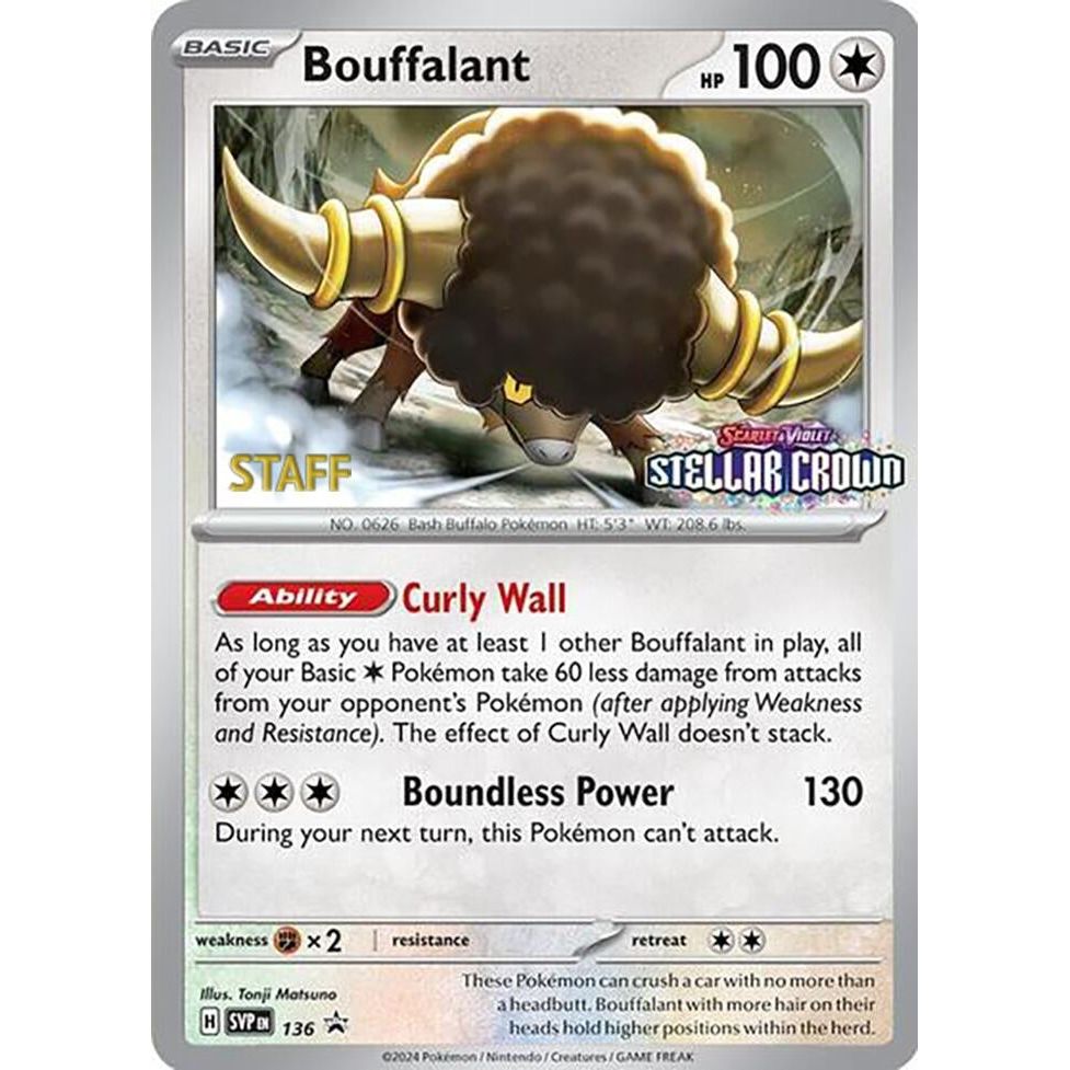 Image for Bouffalant - 136 (Prerelease) [Staff] (136) (SVP) - Pokemon