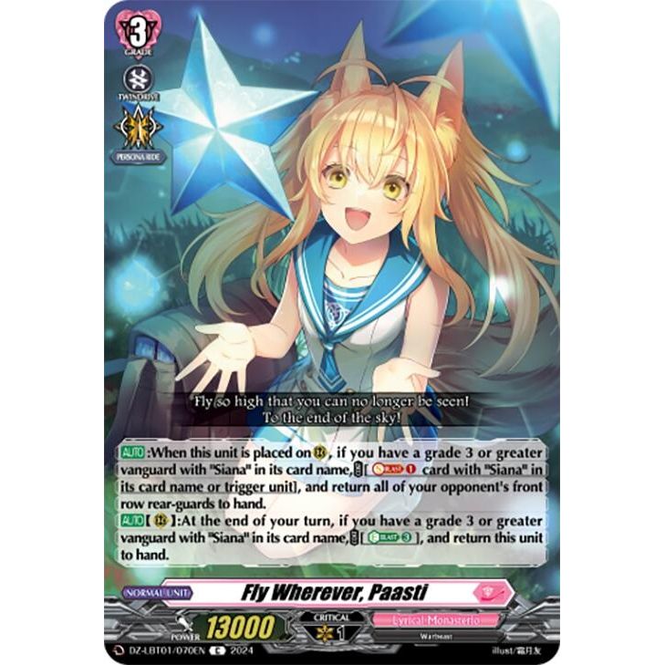 Image for Fly Wherever, Paasti (DZ-LBT01/070EN) (DZ-LBT01) - Cardfight Vanguard