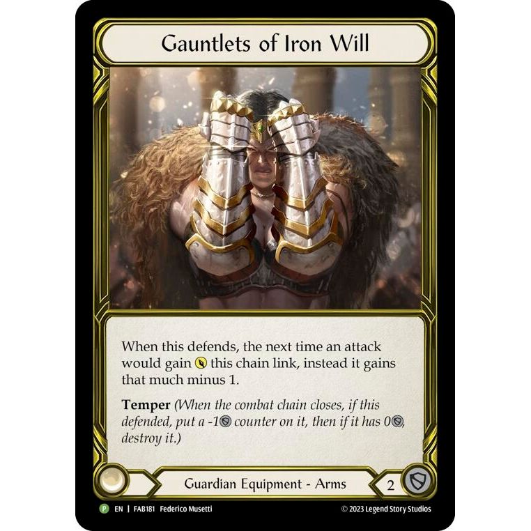 Image for Gauntlets of Iron Will - FAB181 (FAB181) (PR) - Flesh and Blood TCG