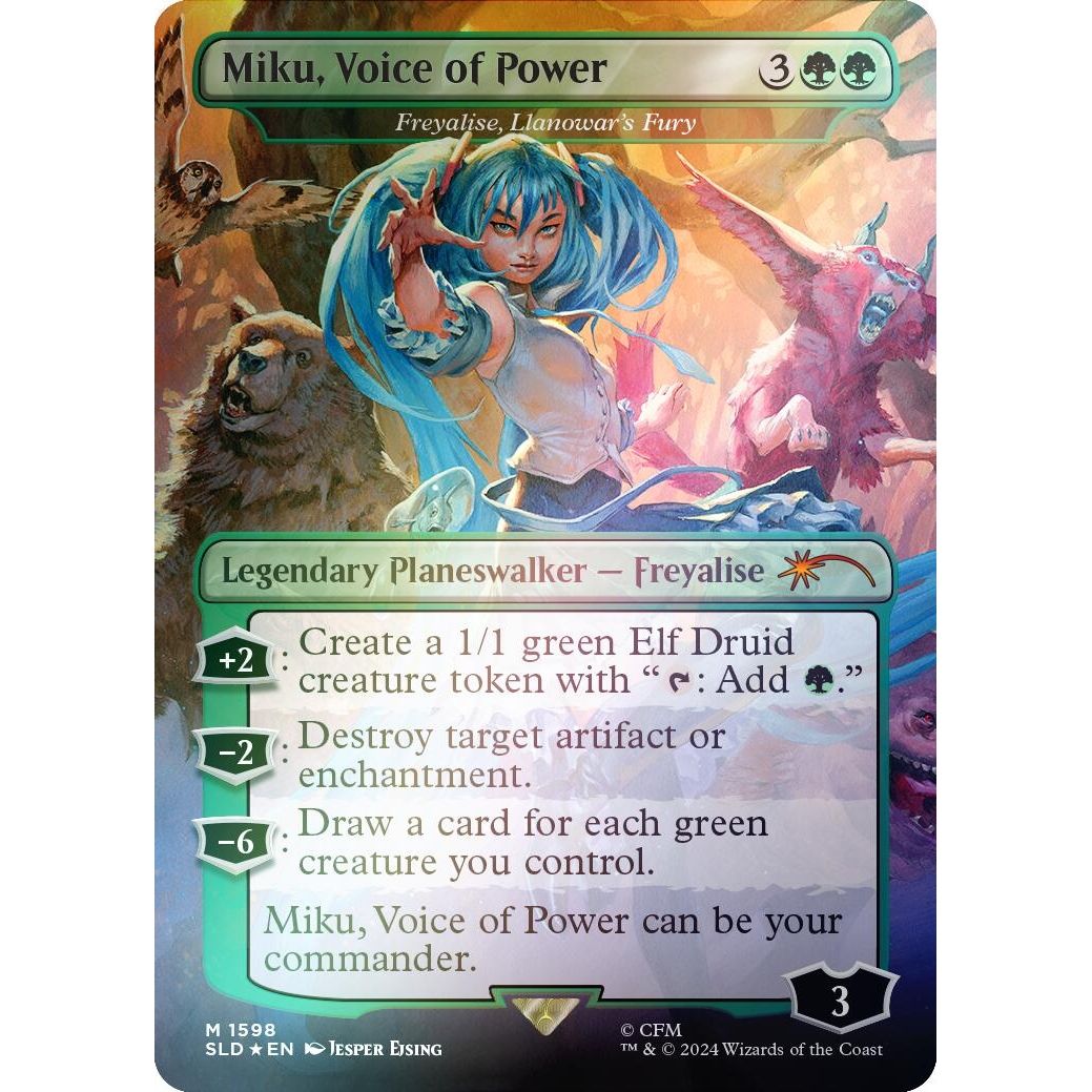 Image for Miku, Voice of Power - Freyalise, Llanowar's Fury (Rainbow Foil) (1598) (SLD) - Magic: The Gathering