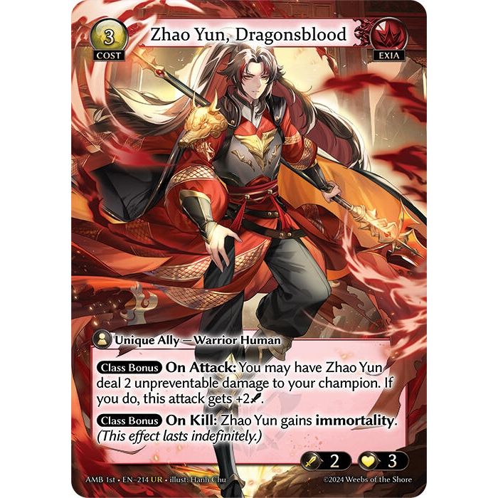 Image for Zhao Yun, Dragonsblood (214) (AMB1E) - Grand Archive TCG