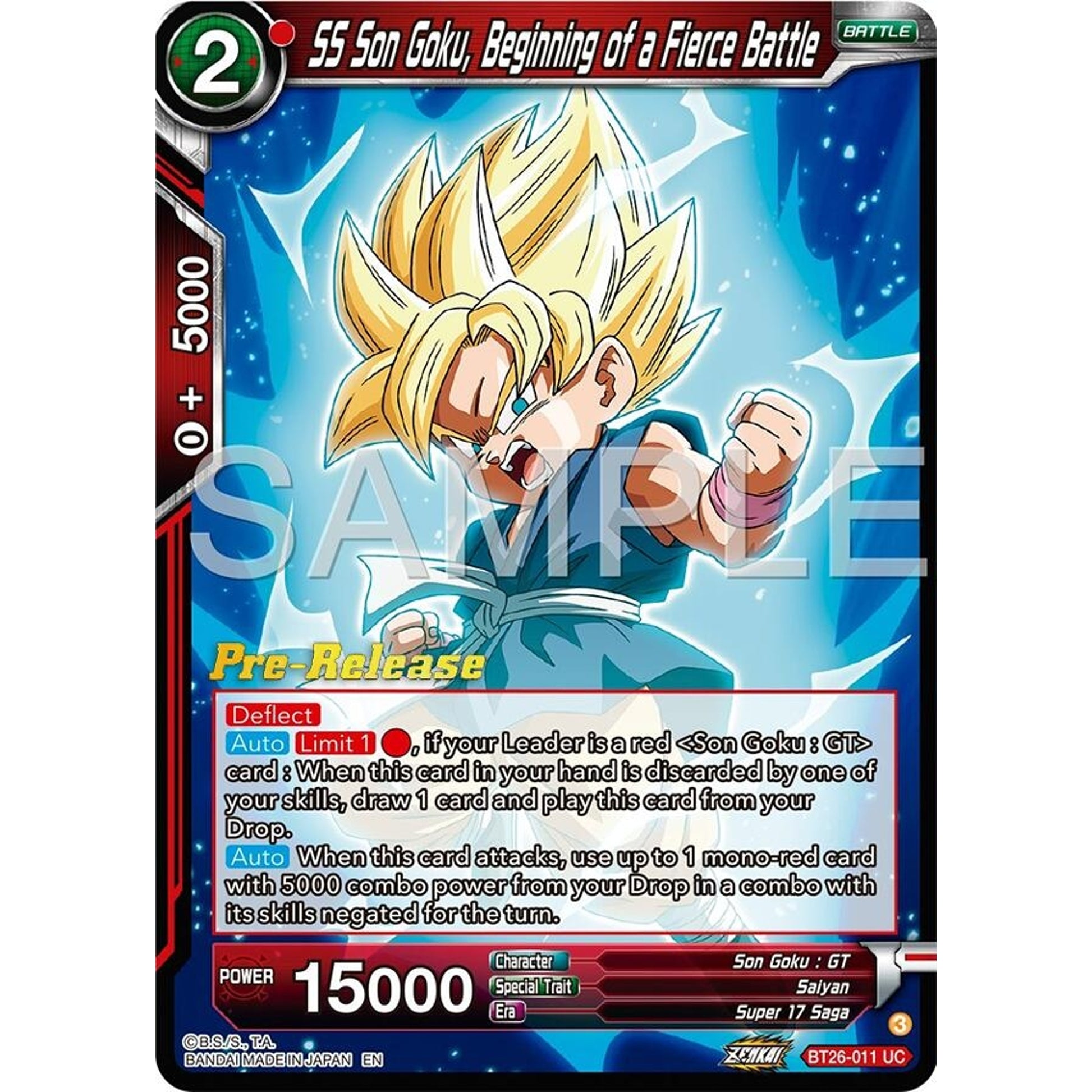 Image for SS Son Goku, Beginning of a Fierce Battle (BT26-011) (BT26) - Dragon Ball Super: Masters