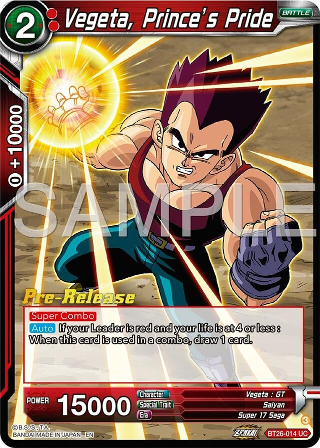 Image for Vegeta, Prince's Pride (BT26-014) (BT26) - Dragon Ball Super: Masters