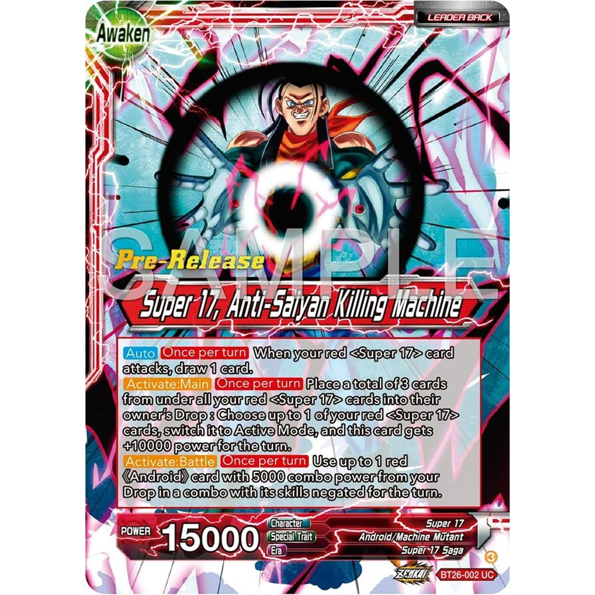 Image for Hell Fighter 17 // Super 17, Anti-Saiyan Killing Machine (BT26-002) (BT26) - Dragon Ball Super: Masters