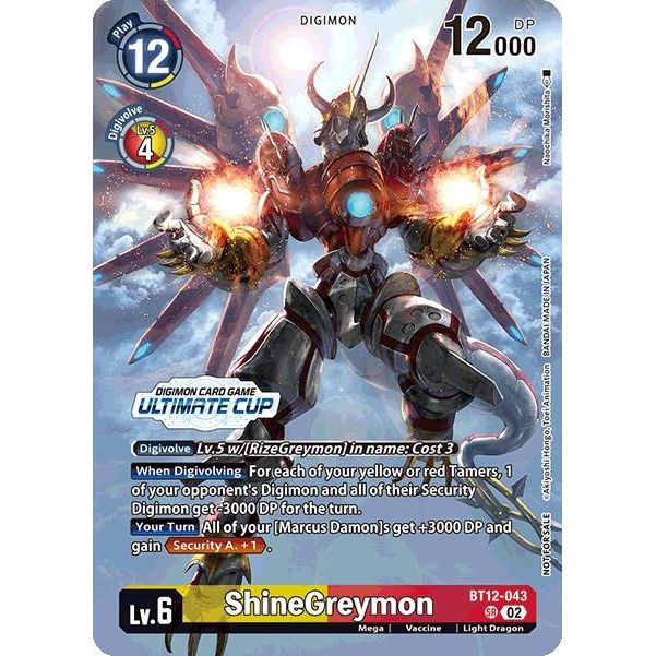 Image for ShineGreymon (Ultimate Cup 2024) (BT12-043 SR) (BT12) - Digimon Card Game