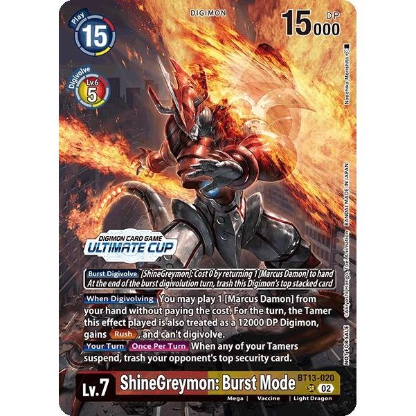 Image for ShineGreymon: Burst Mode (Ultimate Cup 2024) (BT13-020 SR) (BT13) - Digimon Card Game