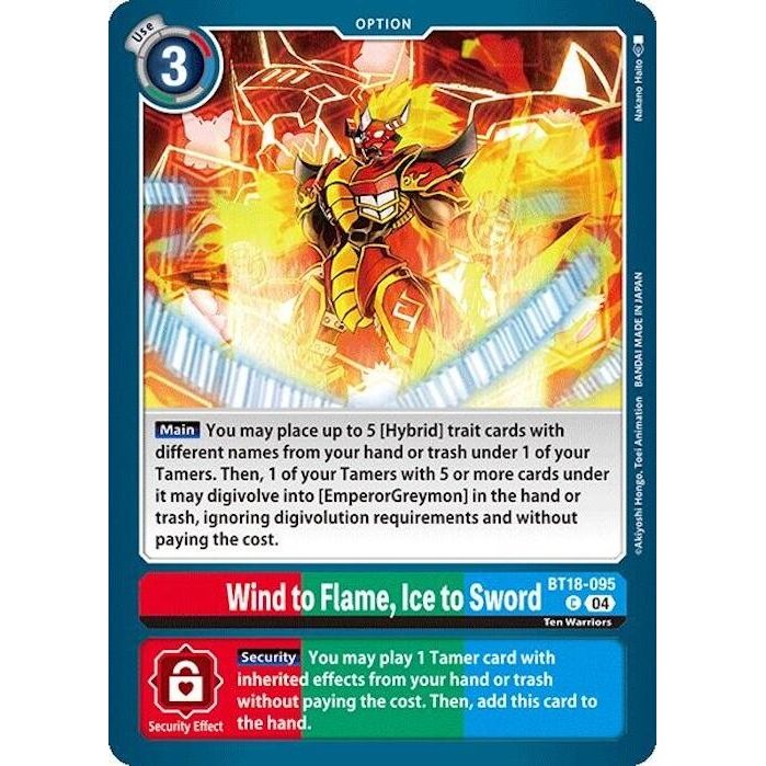 Image for Wind to Flame, Ice to Sword (BT18-095 C) (BT18-19) - Digimon Card Game