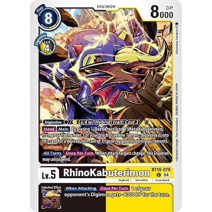 Image for RhinoKabuterimon (BT18-070 U) (BT18-19) - Digimon Card Game