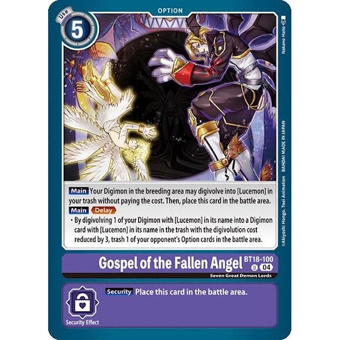 Image for Gospel of the Fallen Angel (BT18-100 U) (BT18-19) - Digimon Card Game