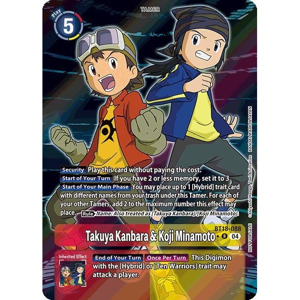 Image for Takuya Kanbara & Koji Minamoto (Release Special Booster 2.0: Box Promotion Pack) (BT18-088 R) (BT18-19) - Digimon Card Game