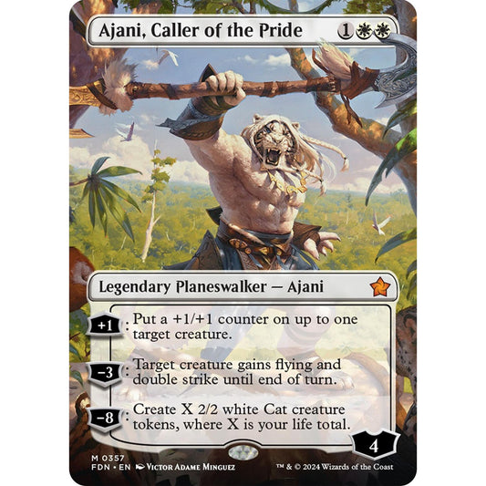Image for Ajani, Caller of the Pride (Borderless) (357) (FDN) - Magic: The Gathering