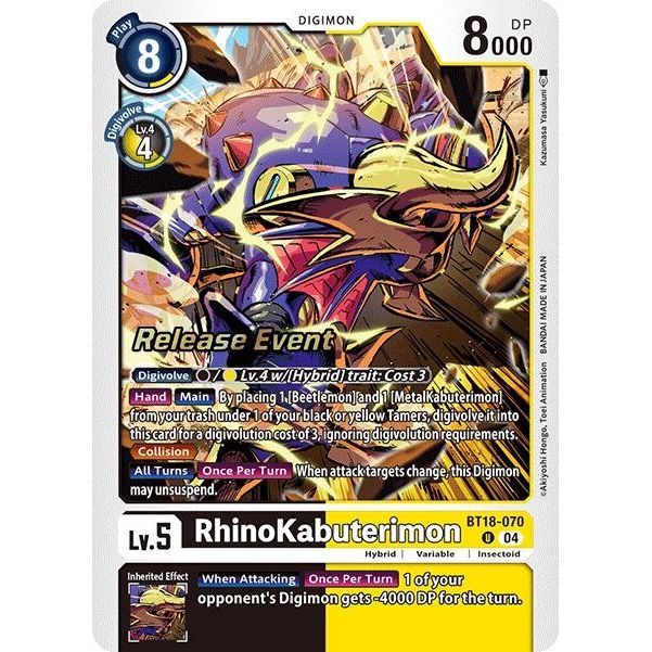Image for RhinoKabuterimon (BT18-070 U) (BT18-19_PR) - Digimon Card Game