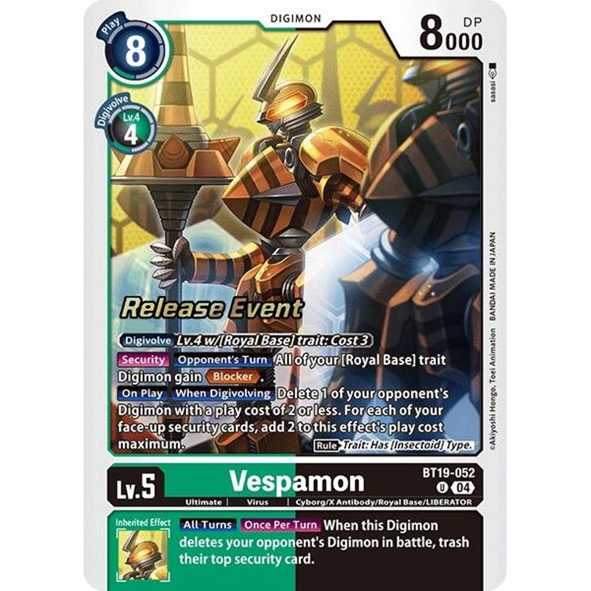Image for Vespamon (BT19-052 U) (BT18-19_PR) - Digimon Card Game