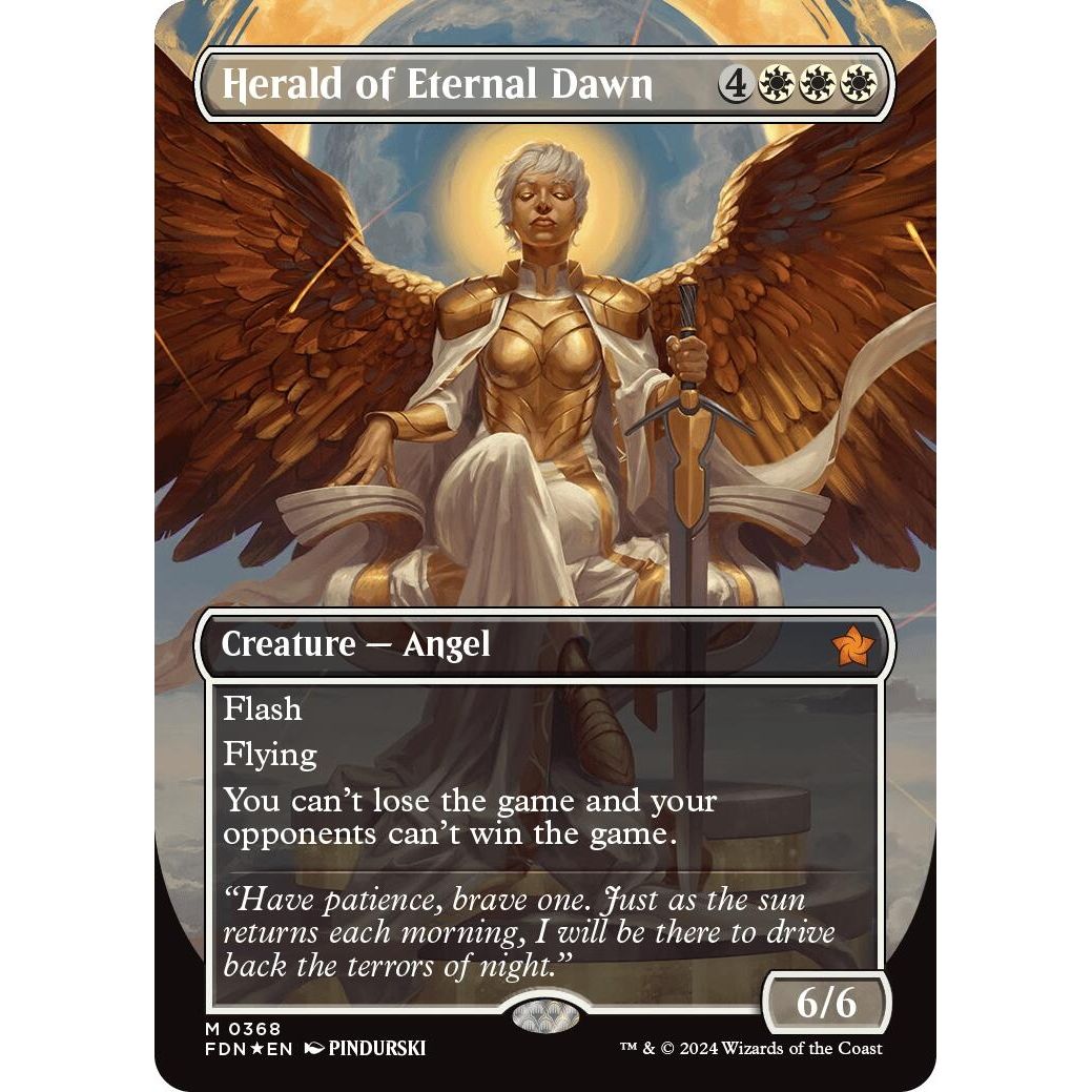 Image for Herald of Eternal Dawn (Borderless) (Mana Foil) (368) (FDN) - Magic: The Gathering