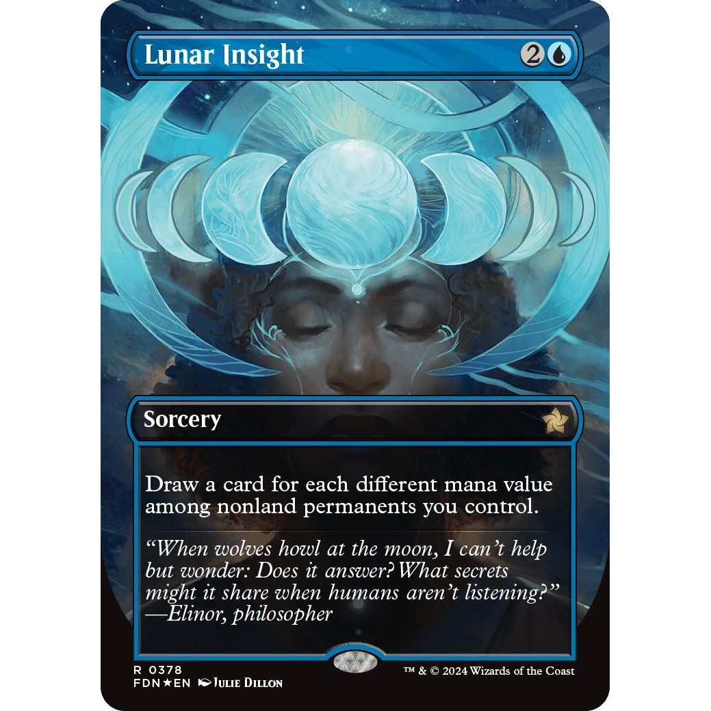 Image for Lunar Insight (Borderless) (Mana Foil) (378) (FDN) - Magic: The Gathering