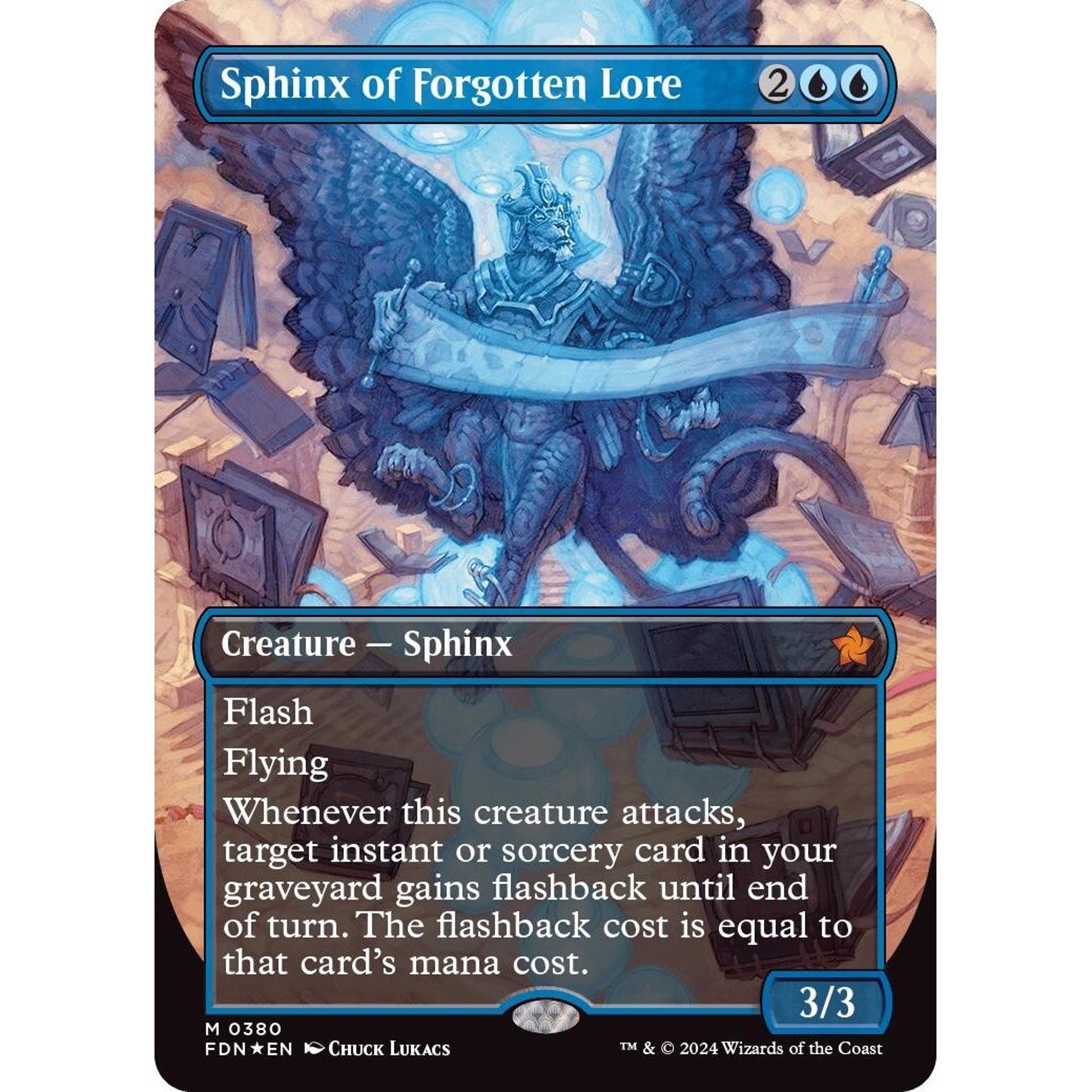Image for Sphinx of Forgotten Lore (Borderless) (Mana Foil) (380) (FDN) - Magic: The Gathering