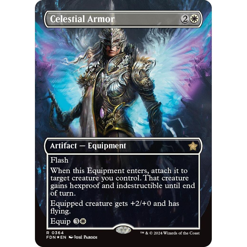 Image for Celestial Armor (Borderless) (Mana Foil) (364) (FDN) - Magic: The Gathering