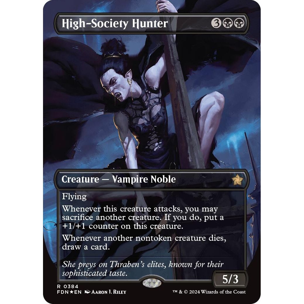 Image for High-Society Hunter (Borderless) (Mana Foil) (384) (FDN) - Magic: The Gathering