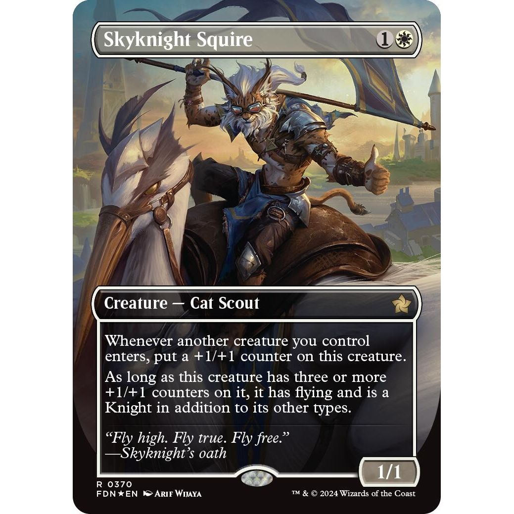 Image for Skyknight Squire (Borderless) (Mana Foil) (370) (FDN) - Magic: The Gathering