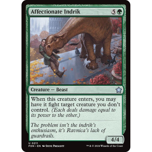 Image for Affectionate Indrik (211) (FDN) - Magic: The Gathering