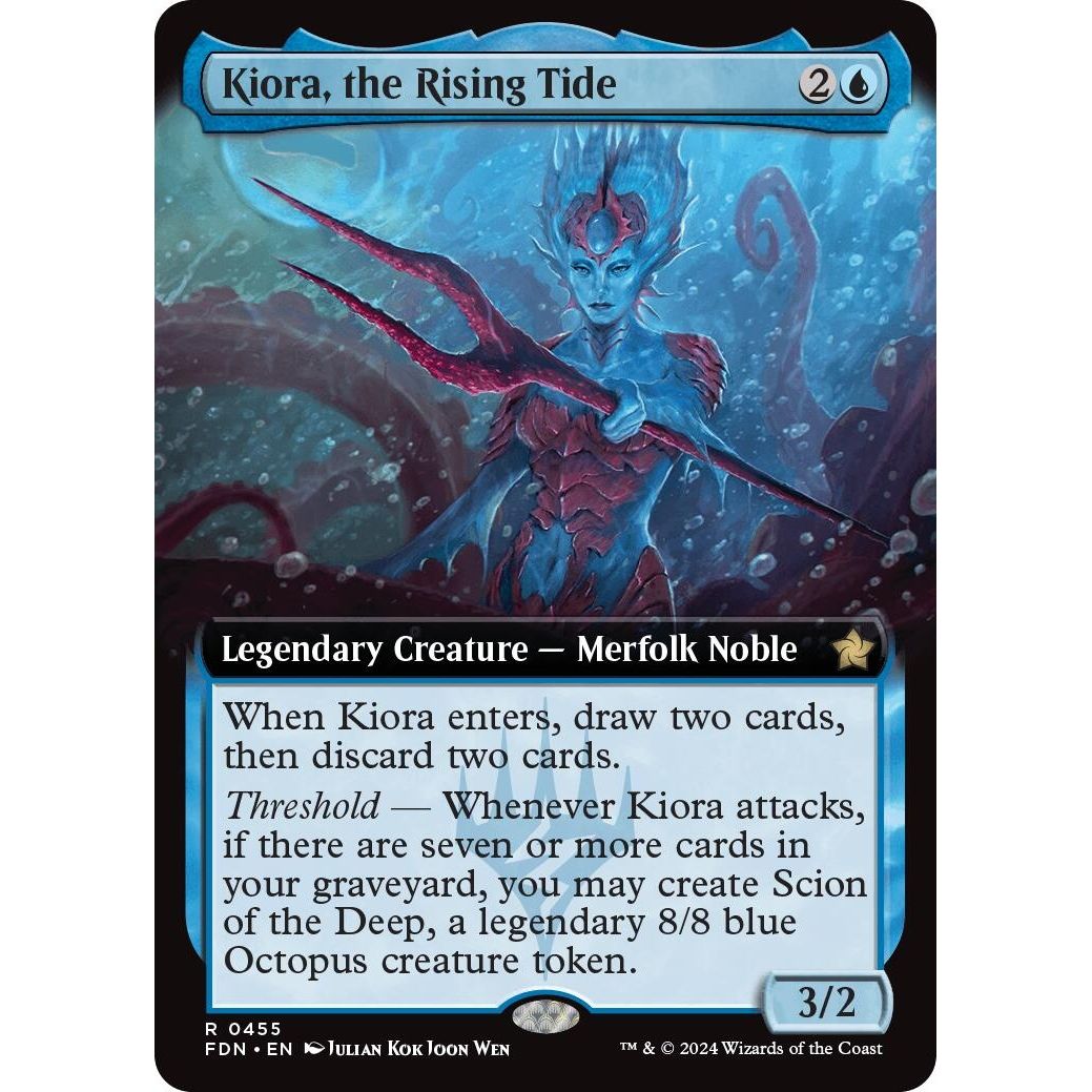 Image for Kiora, the Rising Tide (Extended Art) (455) (FDN) - Magic: The Gathering