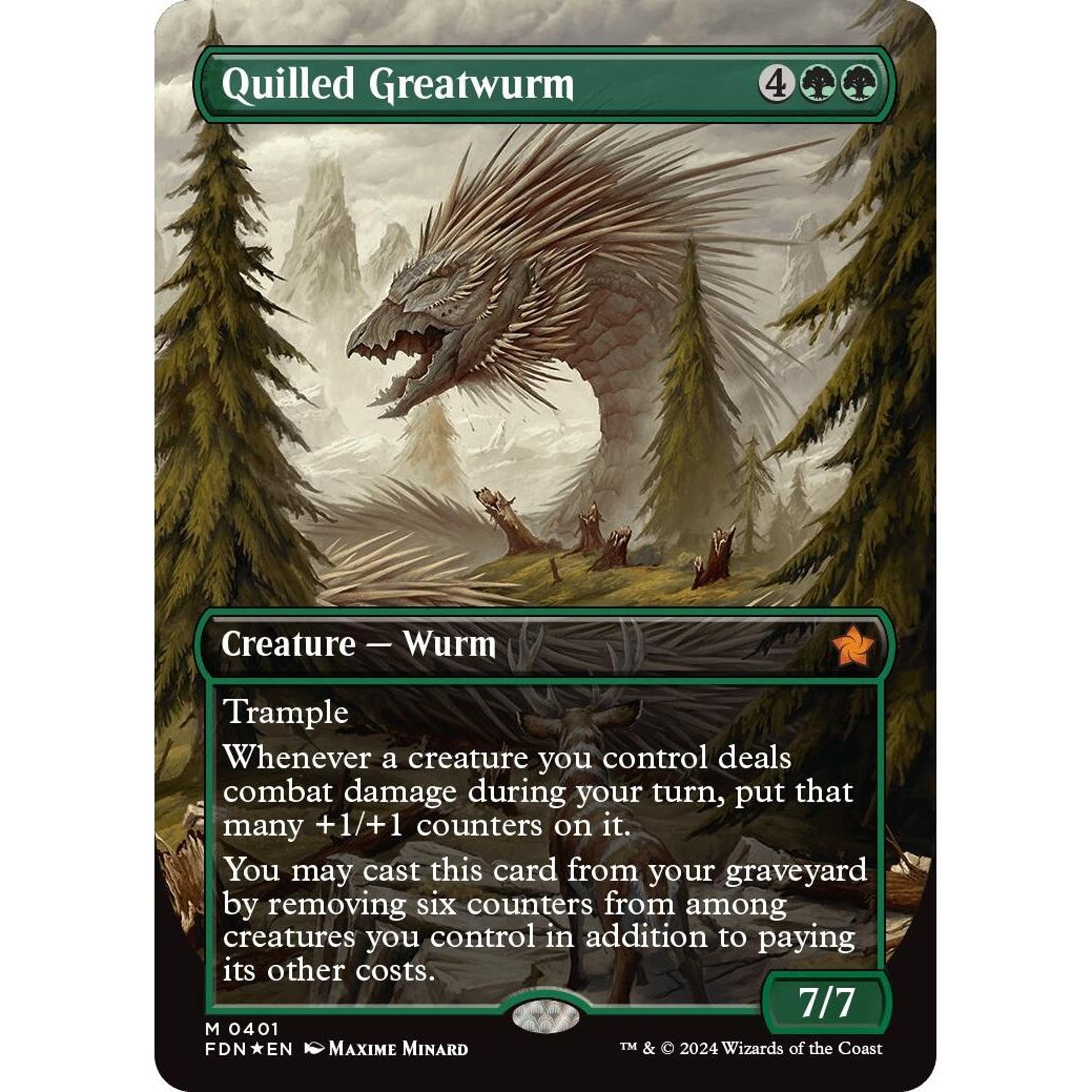 Image for Quilled Greatwurm (Borderless) (Mana Foil) (401) (FDN) - Magic: The Gathering
