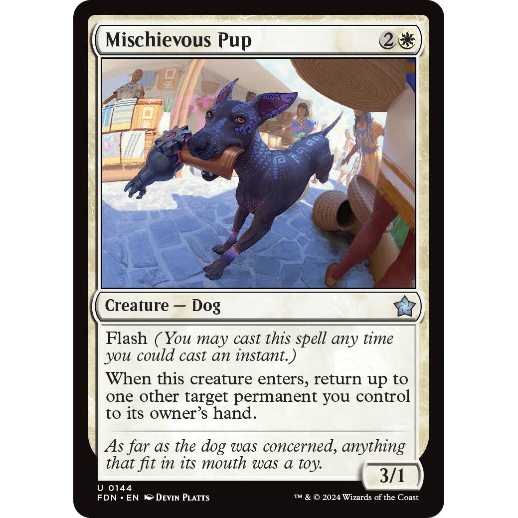 Image for Mischievous Pup (144) (FDN) - Magic: The Gathering